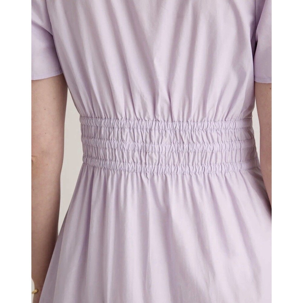 Quince New Women 100% ORGANIC COTTON Poplin Tiered Maxi Dress LARGE Pastel Lilac - Picture 11 of 14